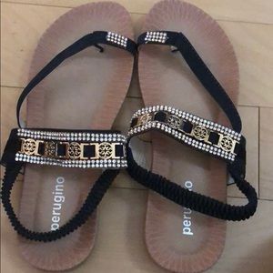 Black rhinestone sandals